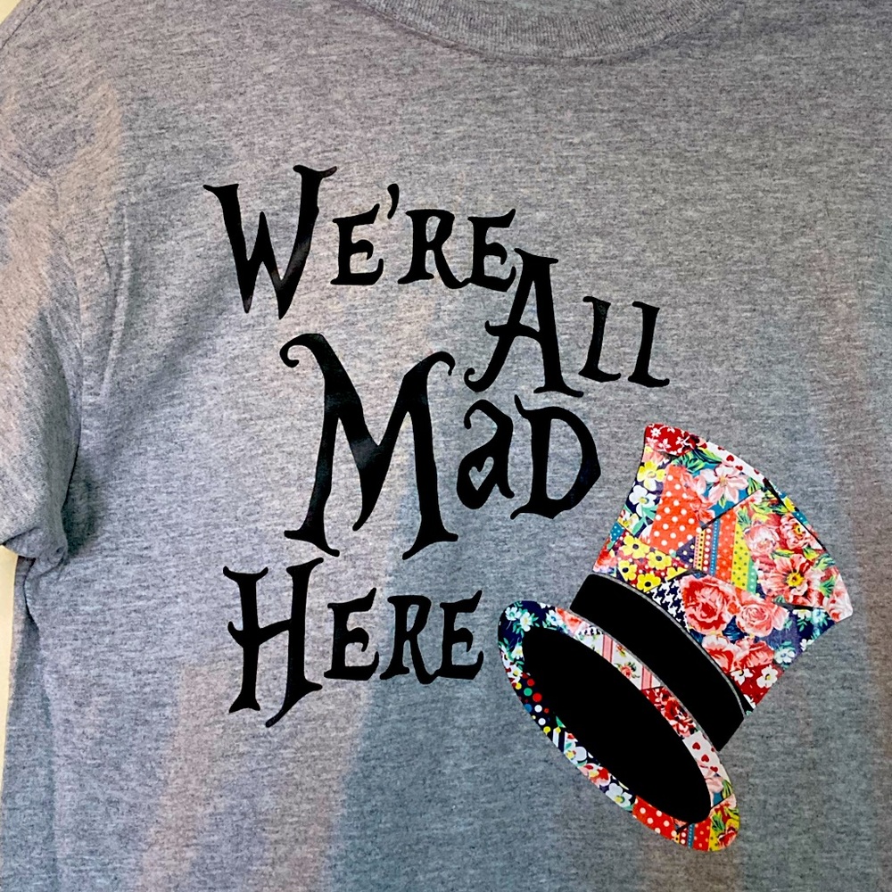 Handmade Mad Hatter Theme Medium Gildan Shirt